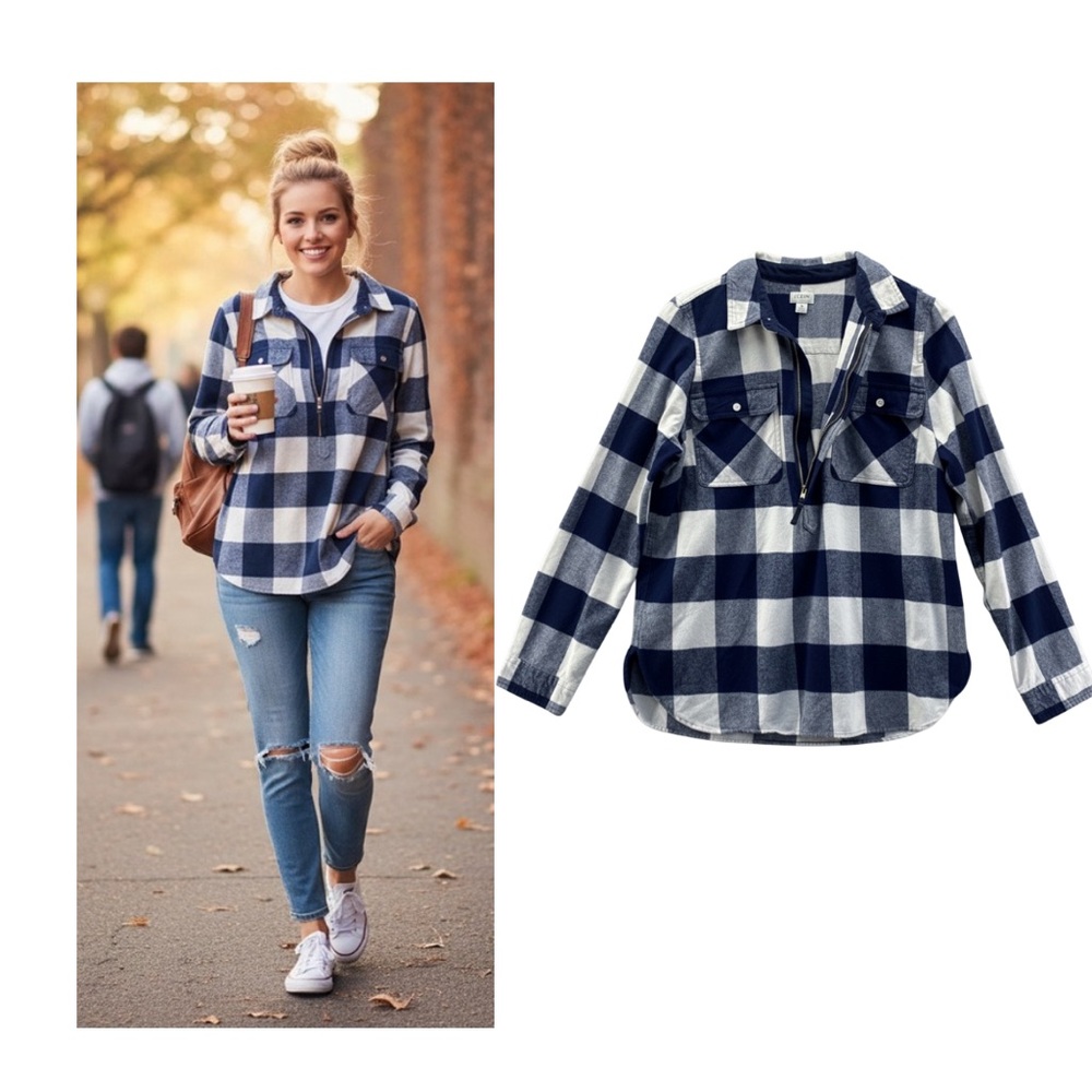 J. Crew Buffalo Plaid Cotton Flannel Shirt Shacket Pullover
Size: [S]